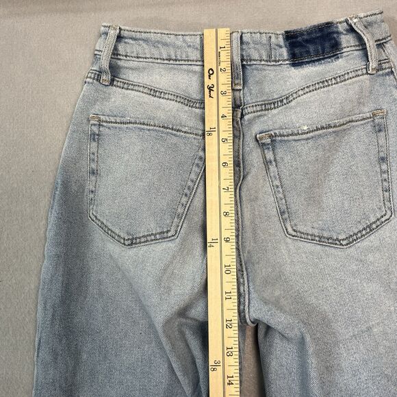 HOLLISTER Plaid Patchwork High Rise Jeans Denim Distressed Straight Leg 3R Sz 26 - Picture 8 of 10